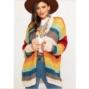 Elan Anthropologie Multicolor Striped Cardigan